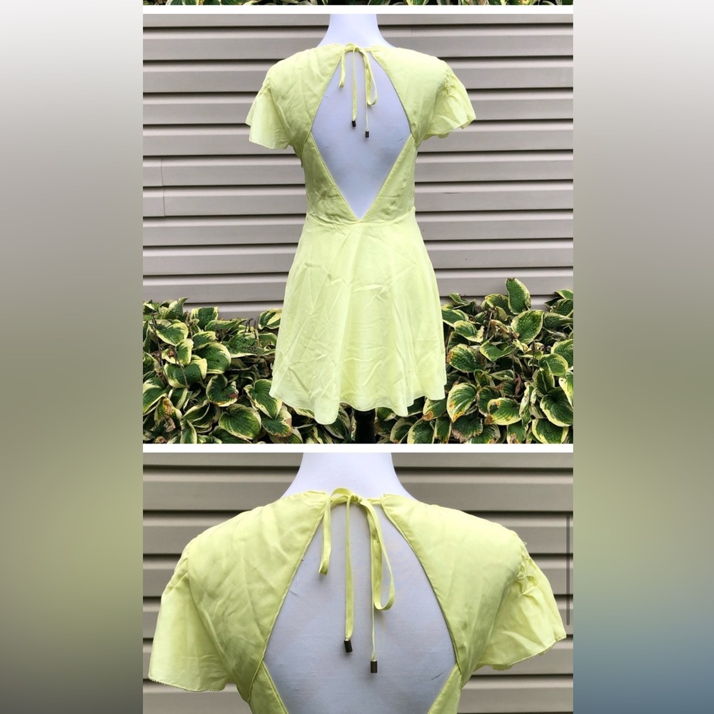 Free People 🌸 Follow Along Silk Mini Dress Yellow Size 2 - Picture 17 of 17